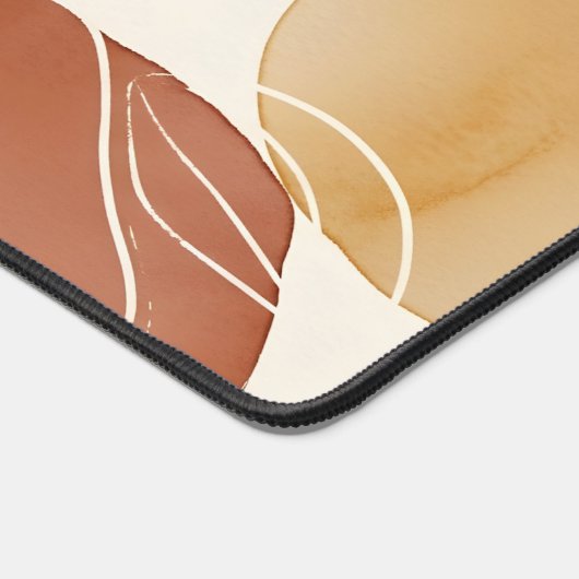 Earth Tone Boho Botanical Abstract Shapes デスクマット (コーナー)