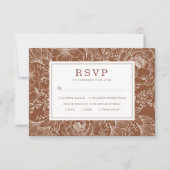 Earth Tone Botanical Floral Wedding RSVP Card カード (正面)
