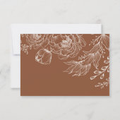 Earth Tone Botanical Floral Wedding RSVP Card カード (裏面)