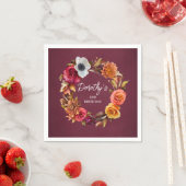 Earth Tone Burgundy秋花30th Birthday スタンダードカクテルナプキン (インサイチュ)