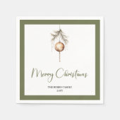 Earth Tone Christmas Bauble Script Family Napkins スタンダードカクテルナプキン (正面)