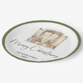 Earth Tone Christmas Script Custom Family Name  ペーパープレート (アングル)