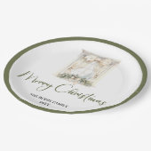 Earth Tone Christmas Script Custom Family Name  ペーパープレート (アングル)