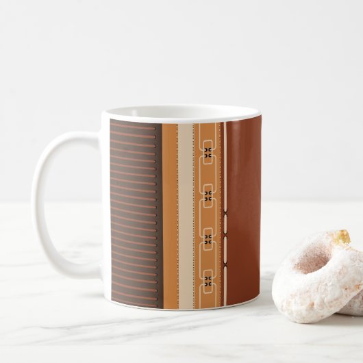 Earth Tone Geometric Pattern Mug コーヒーマグカップ (ドーナツ)