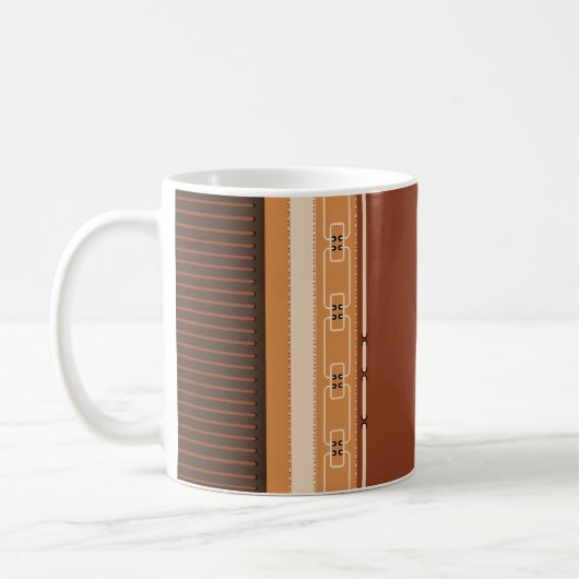Earth Tone Geometric Pattern Mug コーヒーマグカップ (左)