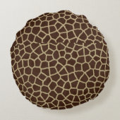 Earth Tone Giraffe Print Pattern Decorative Throw  ラウンドクッション (裏面)