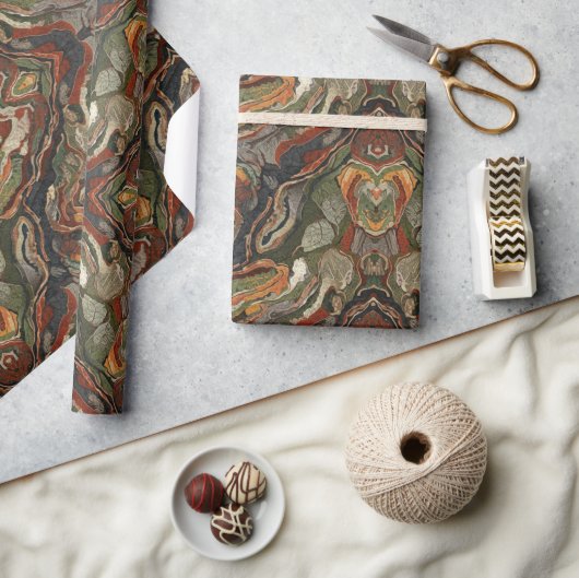 Earth Tone Marble Swirl ラッピングペーパー (クラフト)