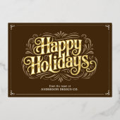 Earth Tone Modern Typography Small Business Logo 箔シーズンカード (正面)