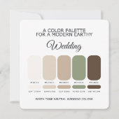 Earth Tone Neutral Wedding Color Palette Card 招待状 (裏面)