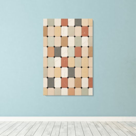 Earth Tone Organic Tile Weave キャンバスプリント (インサイチュ (ウッドフロア))