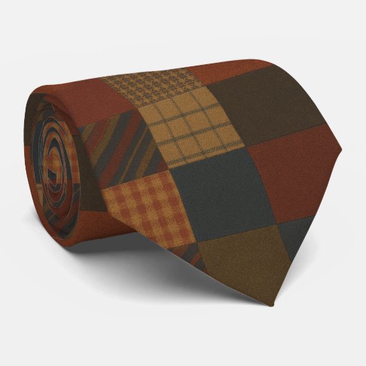 Earth Tone Patchwork Plaid Necktie  ネクタイ (ロール)