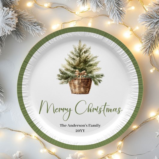 Earth Tone Scandinavian Christmas Custom Family ペーパープレート