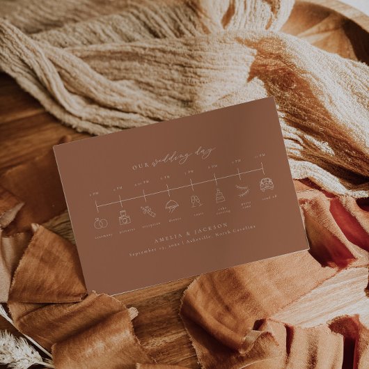Earth Tone Terracottaのタイムラ結婚イン挿入カード エンクロージャーカード