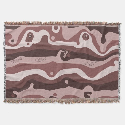 Earth-Tone Tribal Abstract Throw Blanket スローブランケット (正面)