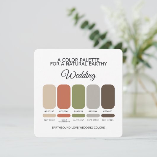 Earth Tone Wedding Color Palette Card 招待状 (スタンド正面)
