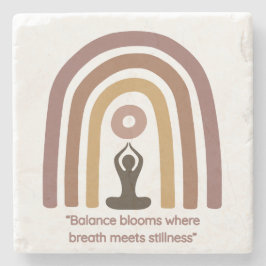 Earth-Toned Mindfulness Rainbow Yoga Design ストーンコースター