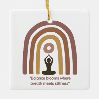 Earth-Toned Mindfulness Rainbow Yoga Design セラミックオーナメント