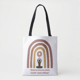 Earth-Toned Mindfulness Rainbow Yoga Design トートバッグ