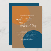 Earth TonesとNavy Shapes 結婚's 招待状 (正面/裏面)