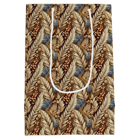 Earth Tonesのメリークリスマスパターン#21 ID1009 ミディアムペーパーバッグ (裏面)