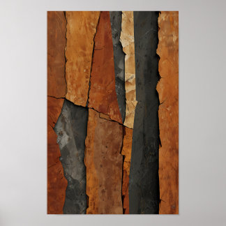 Earth Tonesの垂直ひび割れた質感 ポスター