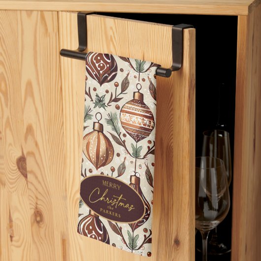 Earth Tonesクリスマスパターン#12 ID1009 キッチンタオル (三つ折り)