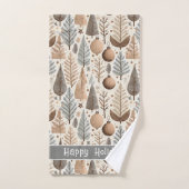 Earth Tonesクリスマスパターン#25 ID1009 バスタオルセット (ハンドタオル)