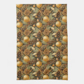 Earth Tonesクリスマスパターン#29 ID1009 キッチンタオル (縦)