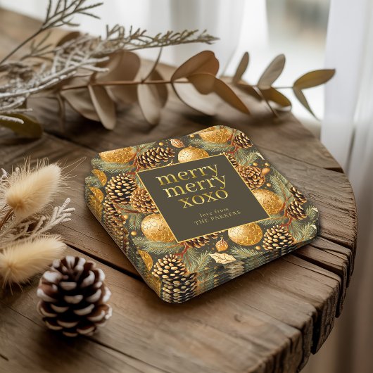 Earth Tonesクリスマスパターン#29 ID1009 スクエアペーパーコースター