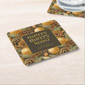 Earth Tonesクリスマスパターン#29 ID1009 スクエアペーパーコースター (アングル)