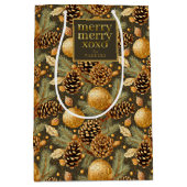 Earth Tonesクリスマスパターン#29 ID1009 ミディアムペーパーバッグ (正面)