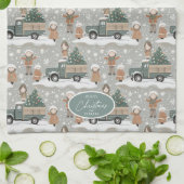 Earth Tonesクリスマスパターン#2 ID1009 キッチンタオル (折り畳み)