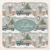 Earth Tonesクリスマスパターン#2 ID1009 スクエアペーパーコースター (正面)