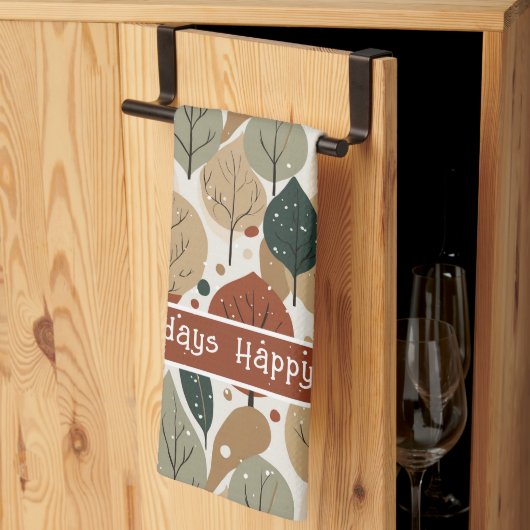 Earth Tonesクリスマスパターン#5 ID1009 キッチンタオル (三つ折り)