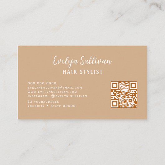 Earth Tonesフローラ文字ヘアビジネスカード 名刺 (裏面)