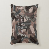 Earth tones家族の名前ファームハウスストライプの抽象芸術 アクセントクッション (正面(垂直))