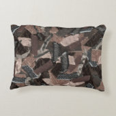 Earth tones家族の名前ファームハウスストライプの抽象芸術 アクセントクッション (裏面)