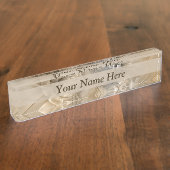 Earth Tones抽象芸術モダンFractalテクスチャタイトル デスクネームプレート (側面)