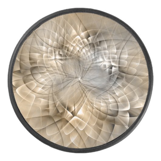 Earth Tones抽象芸術モダンFractal Artテクスチャ アイスホッケーパック (正面)