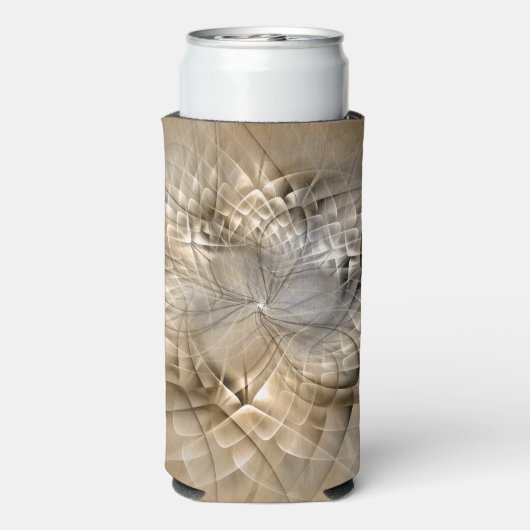 Earth Tones抽象芸術モダンFractal Artテクスチャ スリム缶クーラー (Seltzer裏面)