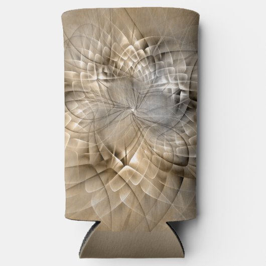 Earth Tones抽象芸術モダンFractal Artテクスチャ スリム缶クーラー (正面)