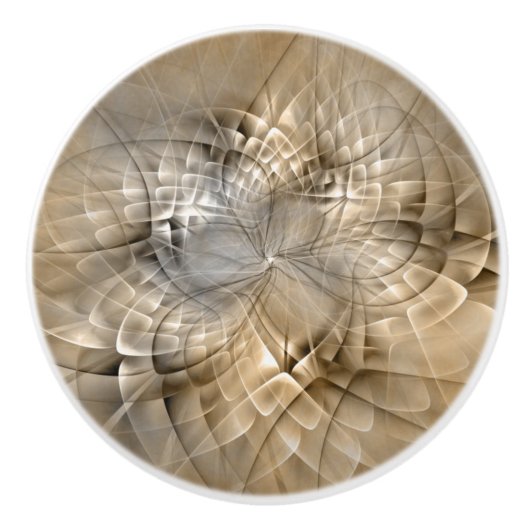 Earth Tones抽象芸術モダンFractal Artテクスチャ セラミックノブ (正面)
