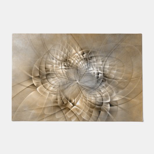 Earth Tones抽象芸術モダンFractal Artテクスチャ ドアマット (正面)