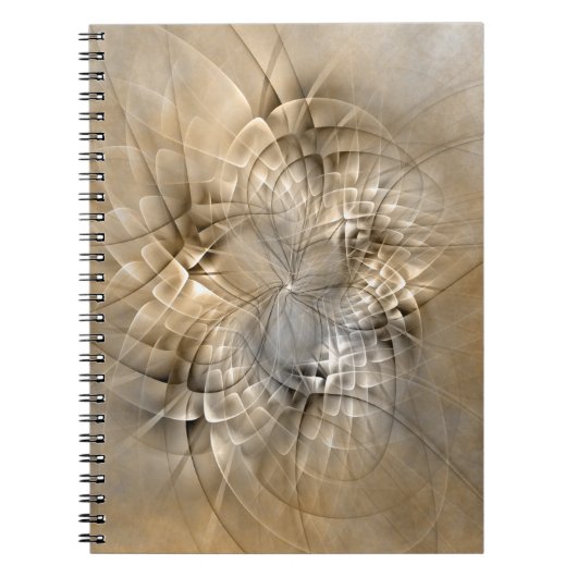 Earth Tones抽象芸術モダンFractal Artテクスチャ ノートブック (正面)
