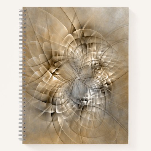 Earth Tones抽象芸術モダンFractal Artテクスチャ ノートブック (正面)