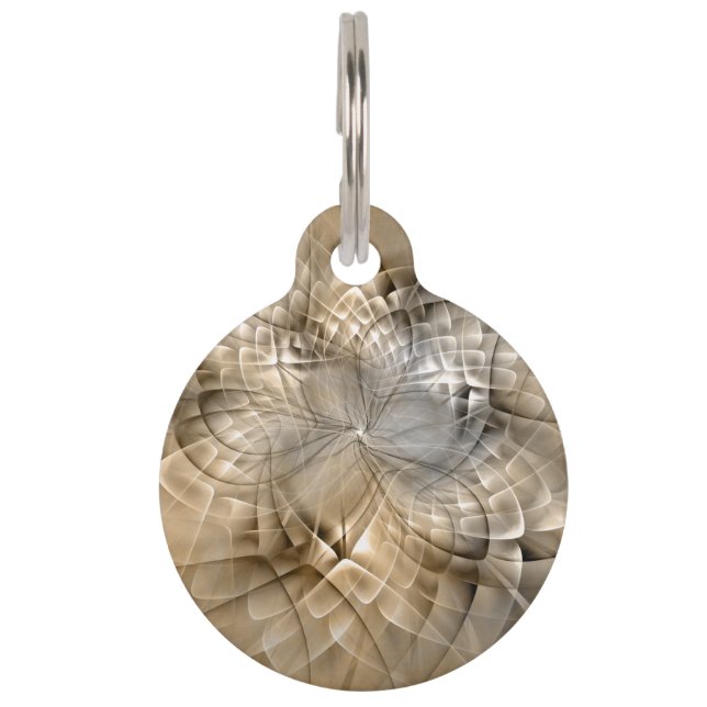 Earth Tones抽象芸術モダンFractal Artテクスチャ ペット　ネームタグ (正面)