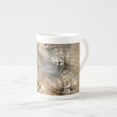 Earth Tones抽象芸術モダンFractal Artテクスチャ ボーンチャイナマグカップ (正面右)
