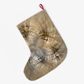 Earth Tones抽象芸術モダンFractal Artテクスチャ ラージクリスマスストッキング (裏面 (吊り時))