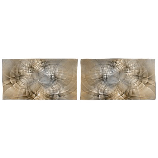 Earth Tones抽象芸術モダンFractal Artテクスチャ 枕カバー (正面-セット)