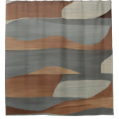 Earth tones抽象芸術ライブエッジウッド シャワーカーテン (正面)